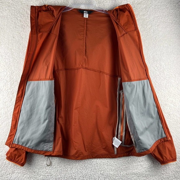 REI Women's Size M Orange Nylon Hooded Windbreaker Lightweight Jacket Shell - Picture 7 of 13